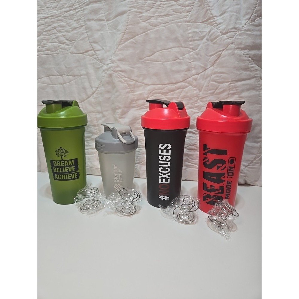 4 Blender Bottles Overnight Oats/Protein Shaker ~3 Of 20 oz 1 -12 Oz BPA Free